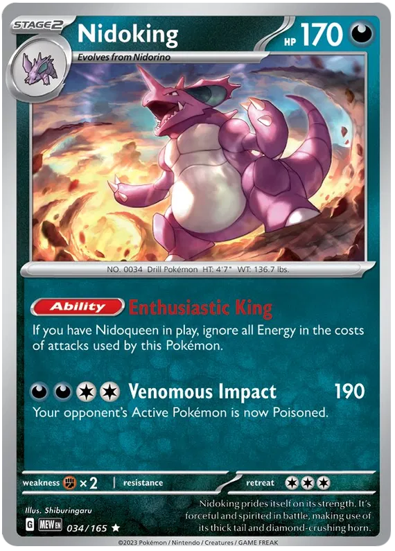 034. Nidoking - Holo - Rare 151