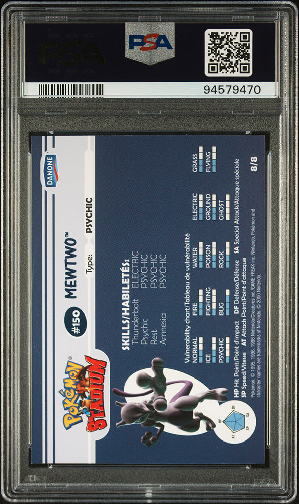 2000 Pokemon Danone Stadium Tip Mewtwo Shiny M/F Error PSA 8