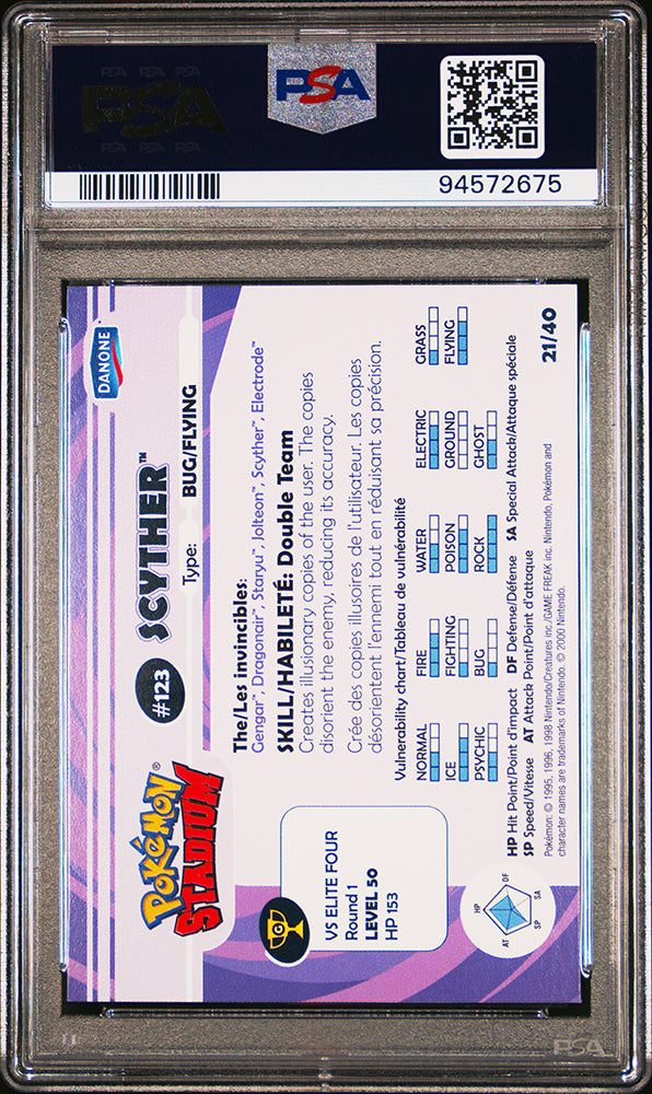 2000 Pokemon Danone Stadium Tip Scyther PSA 9