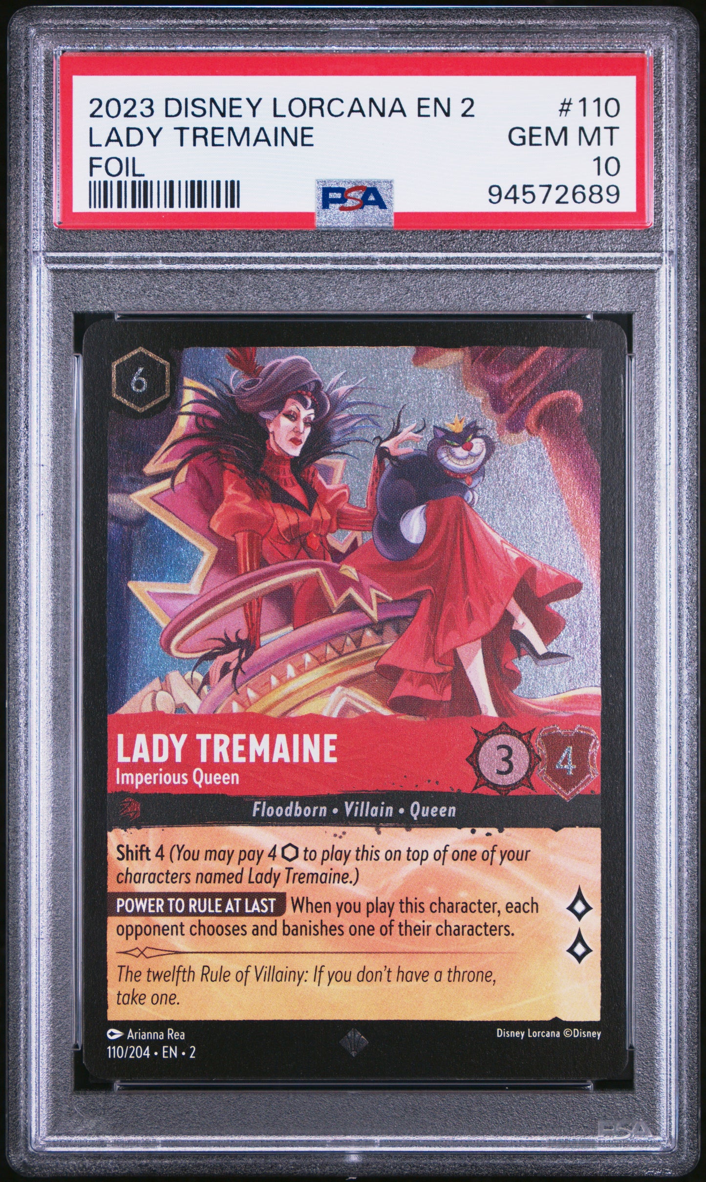 2023 Disney Lorcana Lady Tremaine Foil Super Rare Rise Of The Floodborn PSA 10