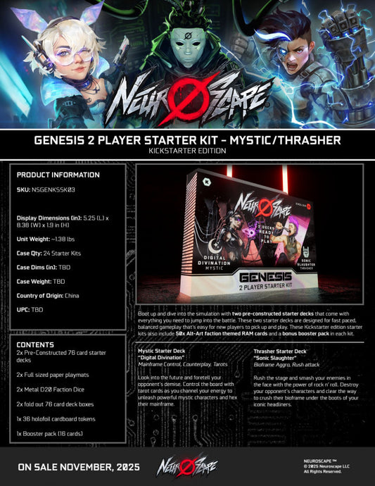 Neuroscape TCG: Genesis - 2-Player Starter Kit: Thrasher/Mystic PRE ORDER (ETA 23/02/2026)