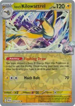 055.Iono's Kilowattrel.JTG.Rare Reverse Holo