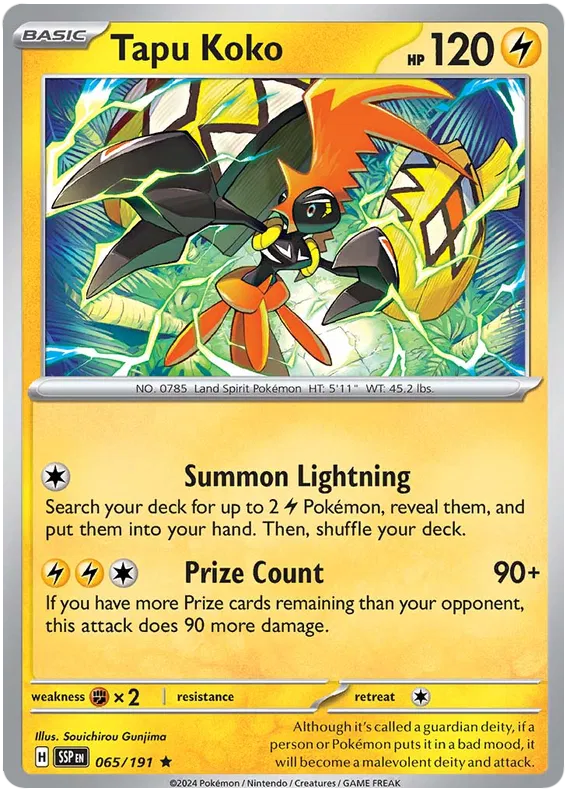 065. Tapu Koko - Rare - Holo - Surging Sparks