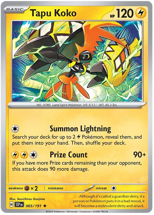 065. Tapu Koko - Rare - Holo - Surging Sparks