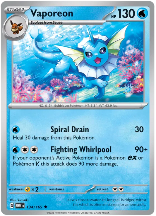134. Vaporeon - Holo - Rare  151