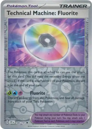 188. Trainer Pokemon Tool Technical Machine: Fluorite - Uncommon - Reverse Holo - Surging Sparks