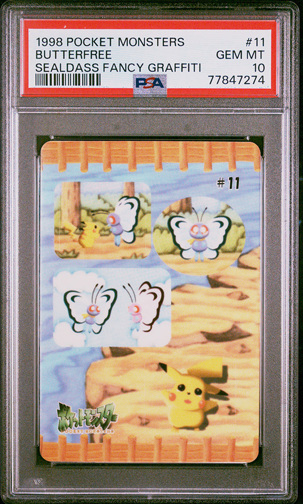 1998 Pocket Monsters Sealdass Fancy Graffiti Butterfree PSA 10
