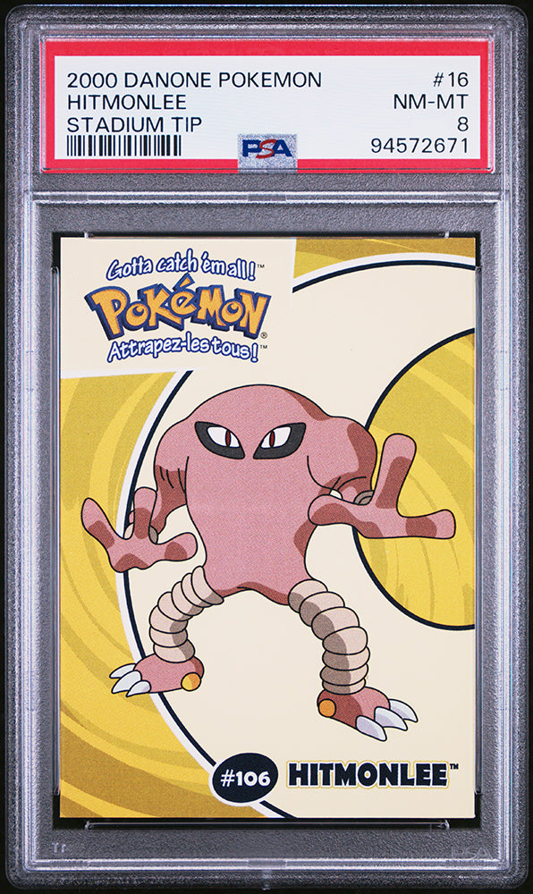 2000 Pokemon Danone Stadium Tip Hitmonlee PSA 8