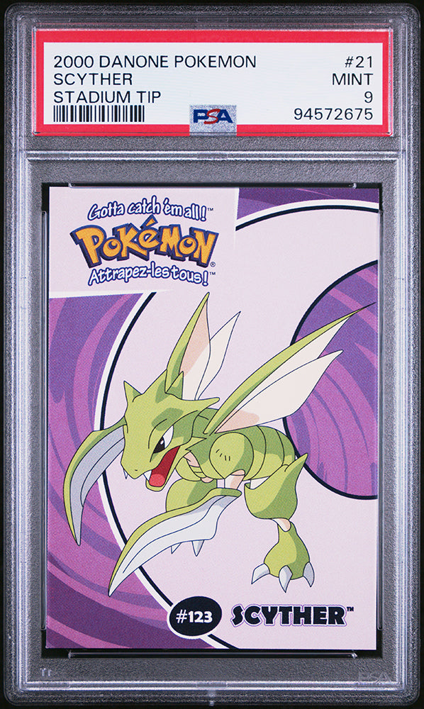 2000 Pokemon Danone Stadium Tip Scyther PSA 9