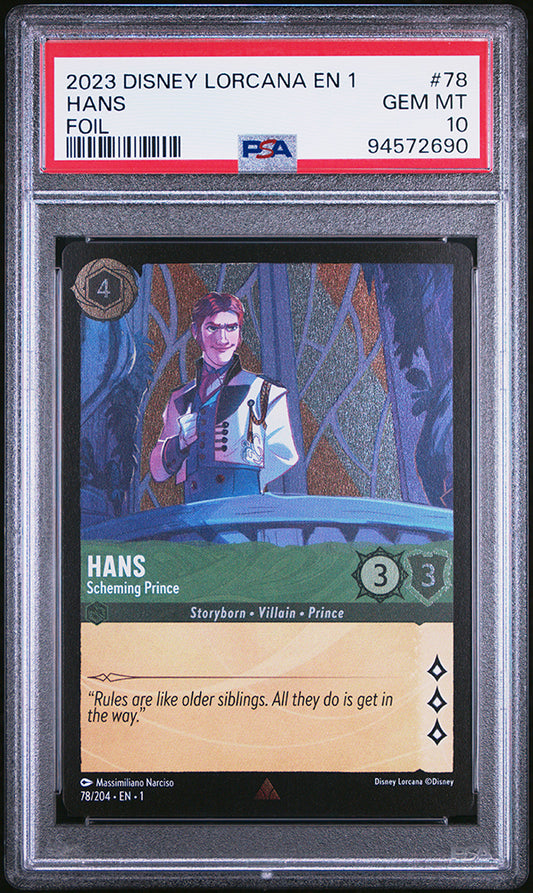 2023 Disney Lorcana Hans Foil Rare The First Chapter PSA 10