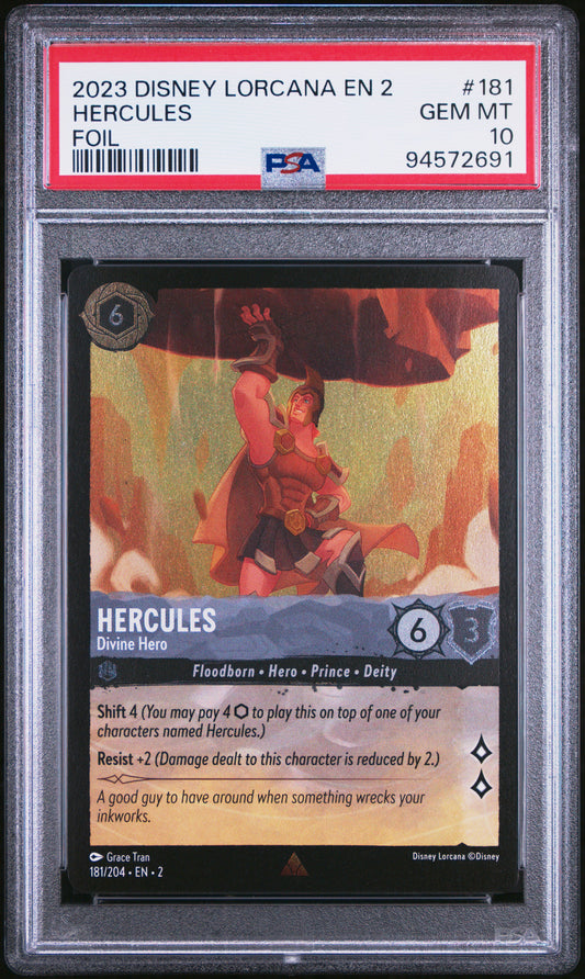 2023 Disney Lorcana Hercules Foil Rare Rise Of The Floodborn PSA 10