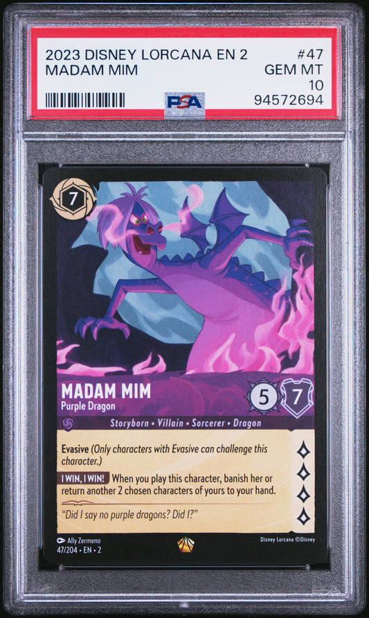 2023 Disney Lorcana Madam Mim Legendary Rise Of The Floodborn PSA 10