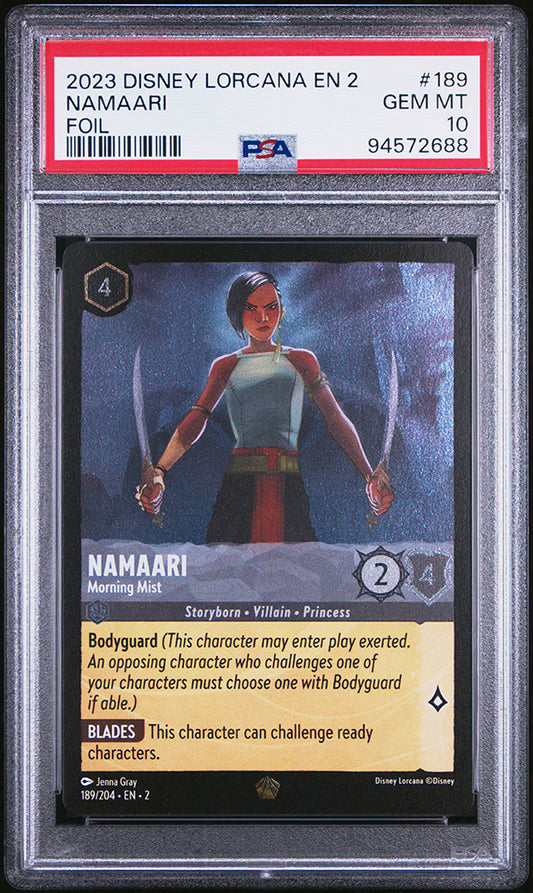 2023 Disney Lorcana Namaari Foil Legendary Rise Of The Floodborn PSA 10