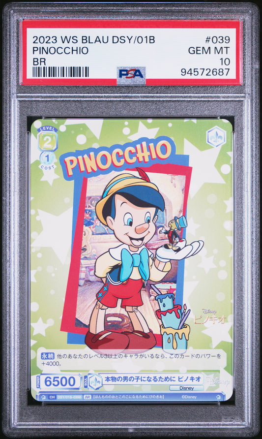 2023 Weiss Schwarz Blau Disney Characters Pinocchio PSA 10