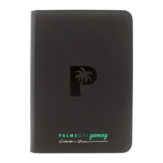 Palms Off Gaming - Collector's Series Top Loader Clear 9 Pocket Zip Binder 216 Slots Black