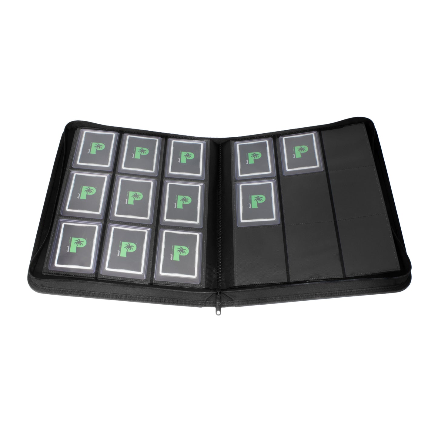Palms Off Gaming - Collector's Series Top Loader Clear 9 Pocket Zip Binder 216 Slots Black