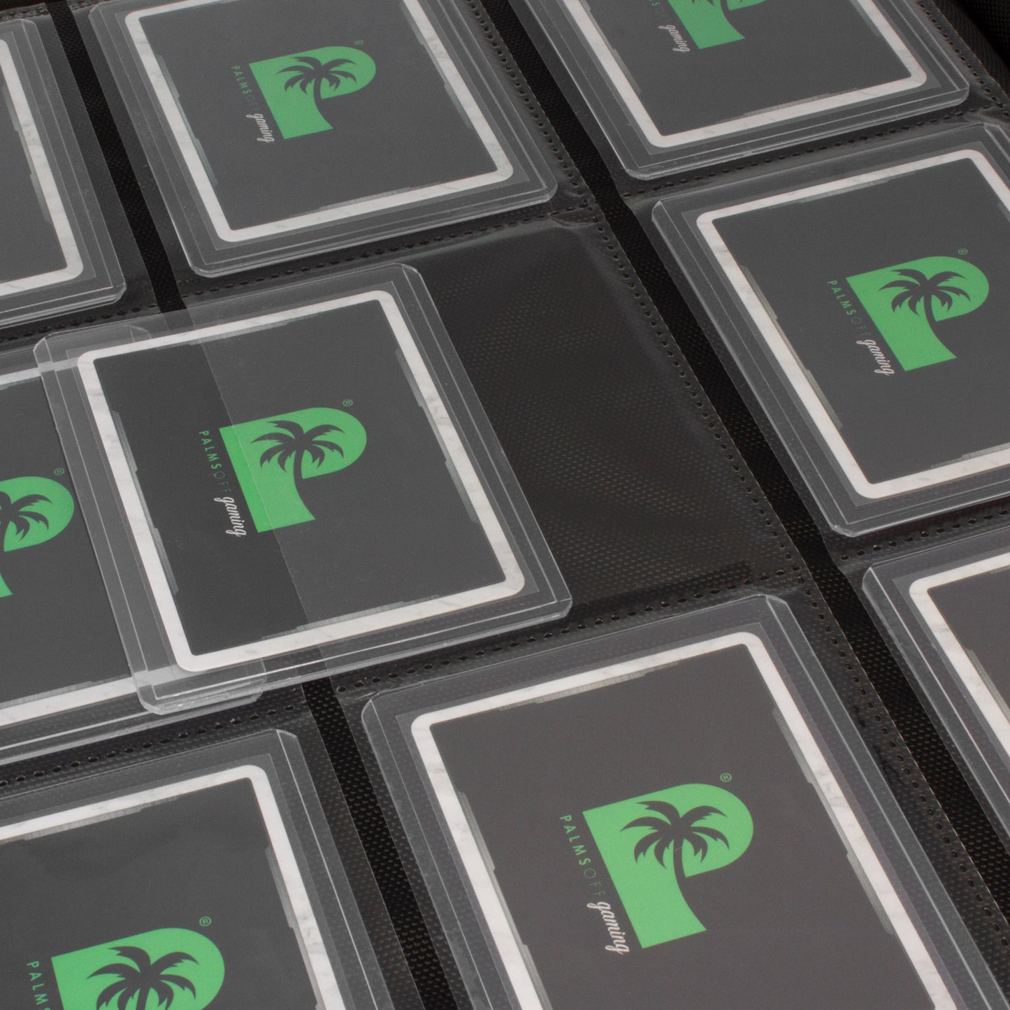 Palms Off Gaming - Collector's Series Top Loader Clear 9 Pocket Zip Binder 216 Slots Black