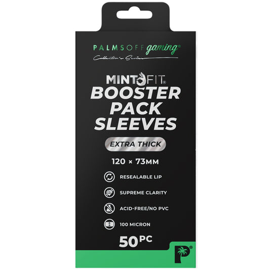 Palms Off Gaming - Mint Fit Booster Pack Sleeves Extra Thick 120x73mm 50pc