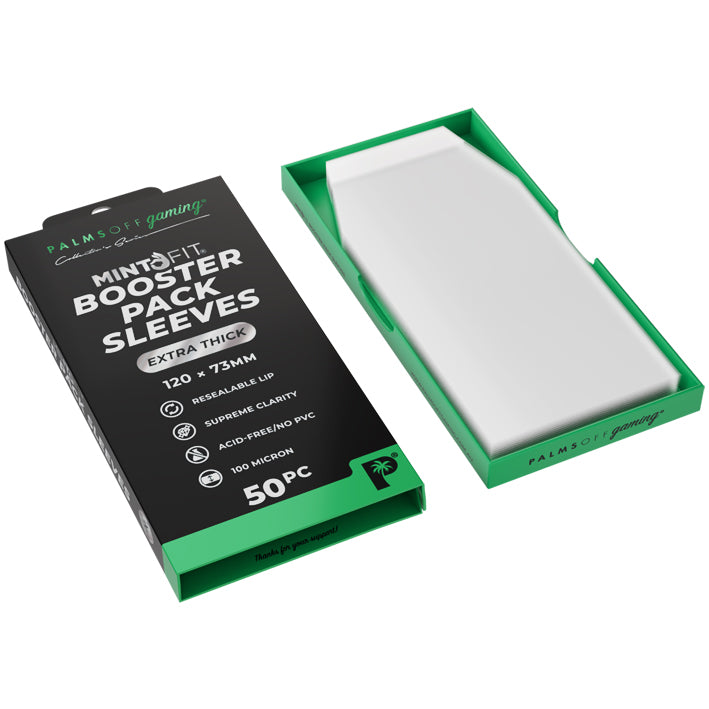 Palms Off Gaming - Mint Fit Booster Pack Sleeves Extra Thick 120x73mm 50pc