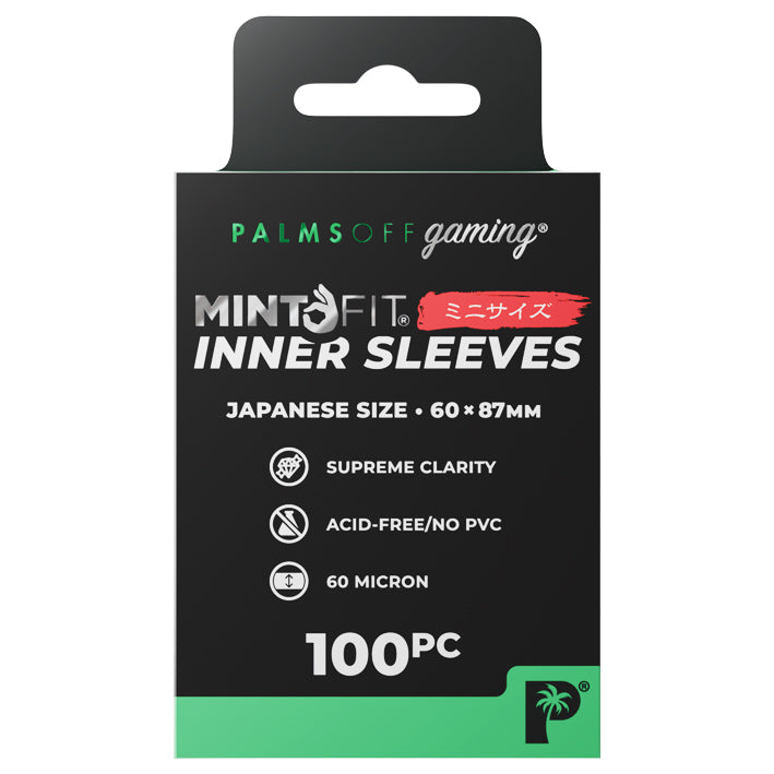 Palms Off Gaming - Mint Fit Inner Sleeves 60x87mm Top-Loading Japanese Size x 100pc